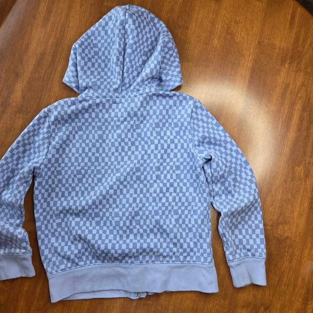 GAP Full Zip Hoodie M (8) Blue Checkered Logo Skatecore Streetwear‎ Skater